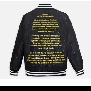 Disney Star Wars 'The Empire Strikes Back' Black Bomber Jacket with Yellow Text